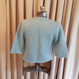 Vintage, 1950's, 1960's, Ethel of Beverly Hills, Excellent Condition, Blue, Mohair, Wool, 3/4 Sleeves, Sweater, Cardigan, Jumper, Jacket image 8