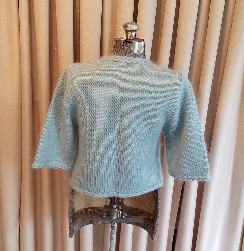 Vintage, 1950's, 1960's, Ethel of Beverly Hills, Excellent Condition, Blue, Mohair, Wool, 3/4 Sleeves, Sweater, Cardigan, Jumper, Jacket image 8