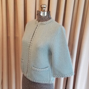 Vintage, 1950's, 1960's, Ethel of Beverly Hills, Excellent Condition, Blue, Mohair, Wool, 3/4 Sleeves, Sweater, Cardigan, Jumper, Jacket image 4