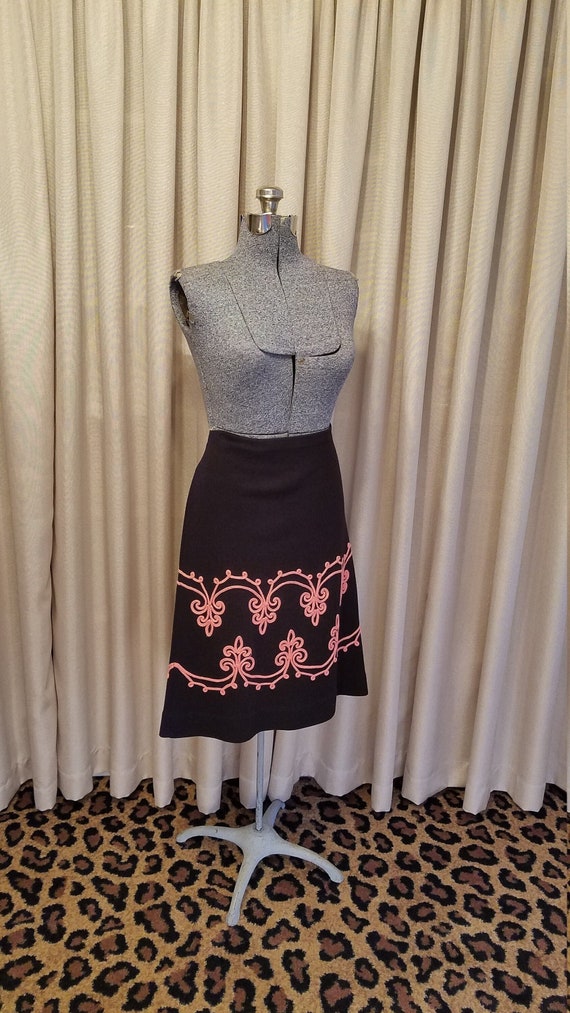 Vintage, 1960's, 1970's, Black, Wool, Knit, A-Line