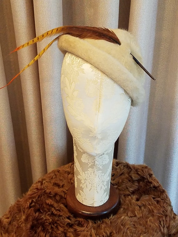 Vintage, 1950s, Harold, Wool, Tan, Beige, Feather… - image 3