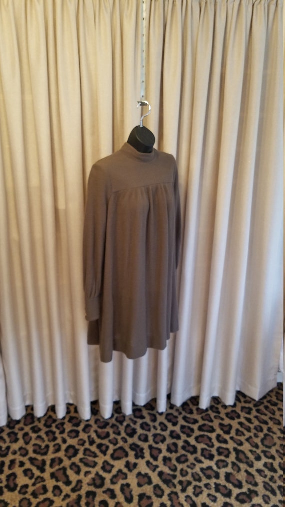 Vintage, 1970's, Taupe, Wool, Boucle, Mini, Babydo
