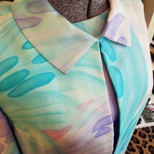 Vintage, 1960&#39;s, Kiki Hart, Chiffon, Silk, Pink, Purple, Turquoise, Dress, Coat, Two piece, Set