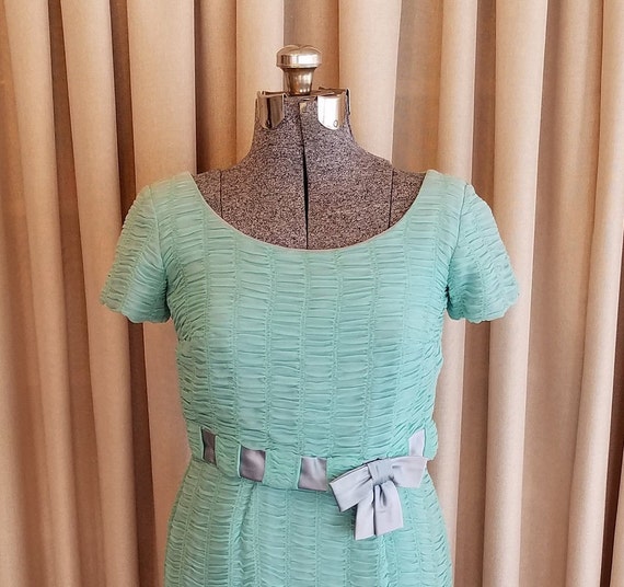 Vintage, 1950's, Du Barry, Aqua, Chiffon, Ruched,… - image 3