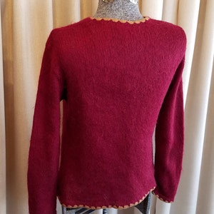 Vintage, 1970s, Garland, Burgundy, Camel, Mohair, Wool, Sweater, Pullover, Jumper image 8