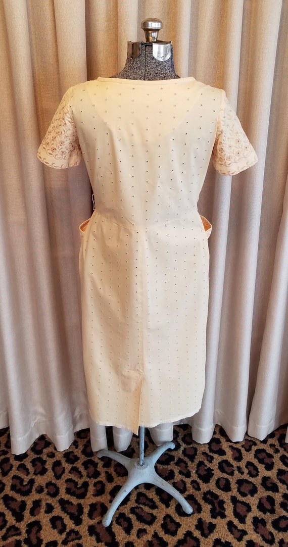 Vintage, 1950s, Tan, Embroidered, Eyelet, Cotton,… - image 7