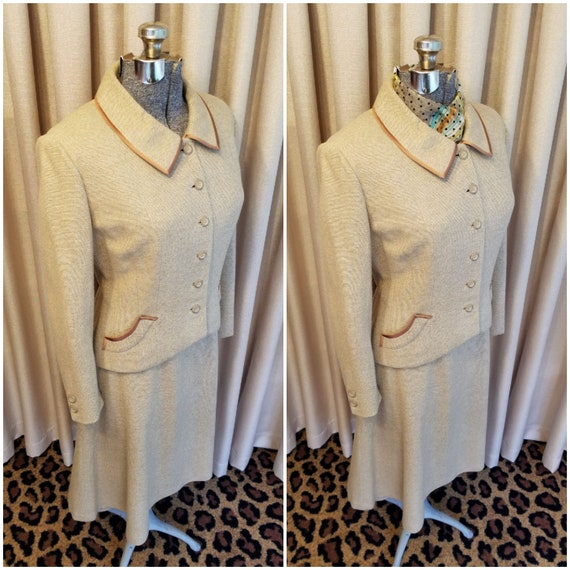Vintage, 1950's, Sam Silberstein, Wool, Beige, Ivo