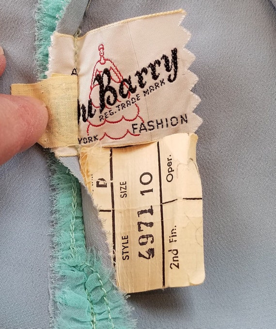 Vintage, 1950's, Du Barry, Aqua, Chiffon, Ruched,… - image 10