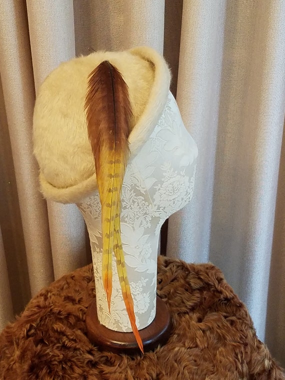 Vintage, 1950s, Harold, Wool, Tan, Beige, Feather… - image 6