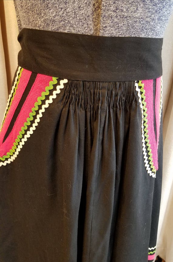 Vintage, 1950s, 1960s, Black, Cotton, Wrap Skirt,… - image 5