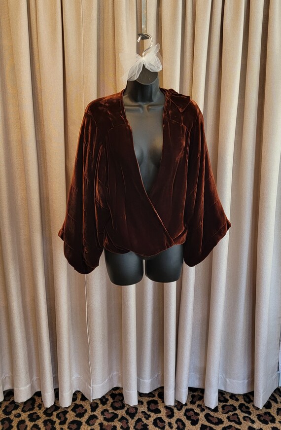 Vintage, 1920's, 1930's, Copper, Brown, Velvet, W… - image 4