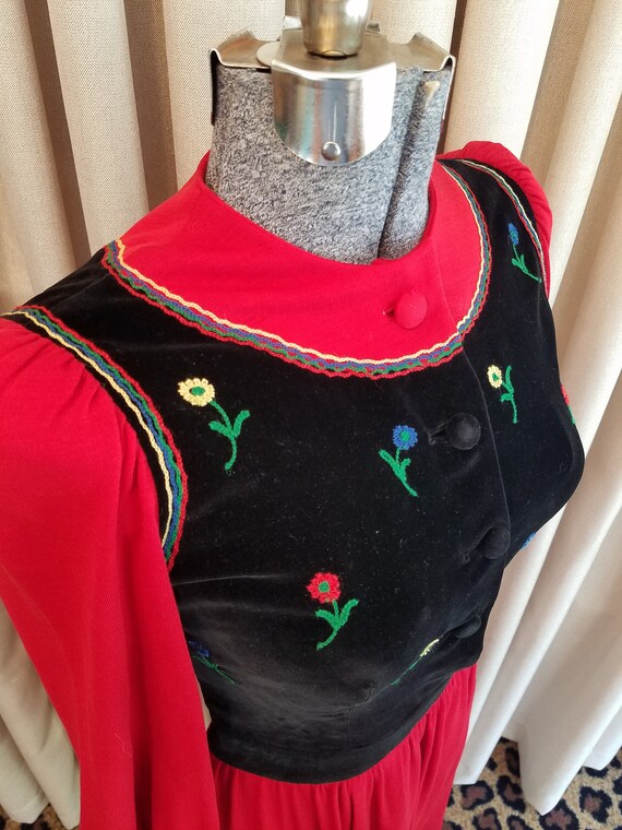 Vintage, 1930's, 1940's, Red, Wool, Black, Velvet,
