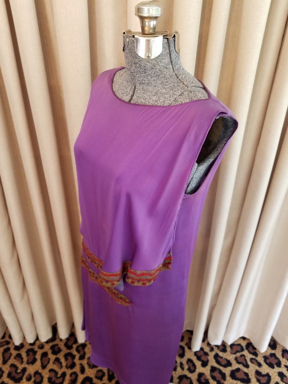 Vintage, 1920s, Silk, Purple, Sleeveless, Shift, … - image 1
