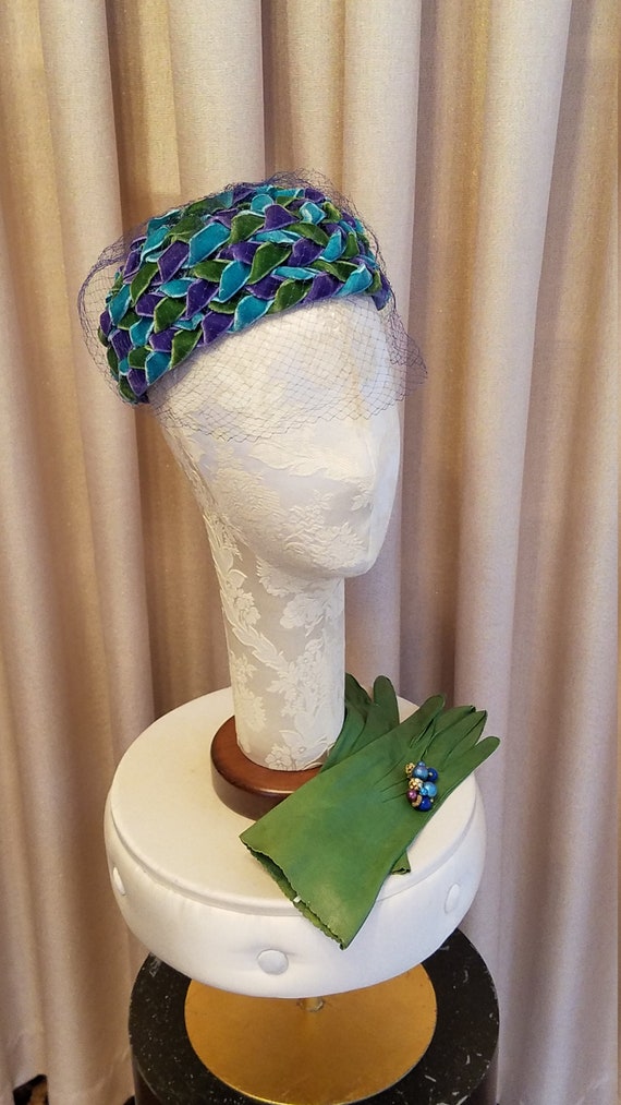 Vintage, 1960s, Turquoise, Green, Purple, Velvet,