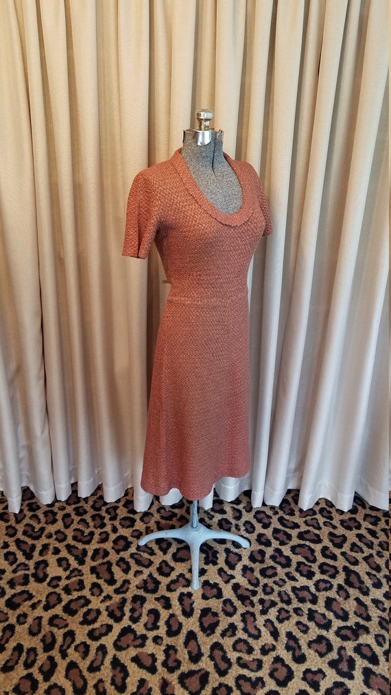 Vintage, 1940's, 1950's, Silk, Copper, Crocheted,