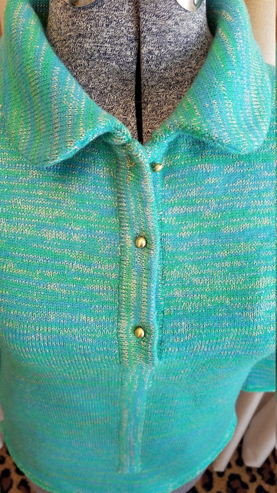 1960s, Kimberley,  Blue, Green, Wool, Mohair, Pull