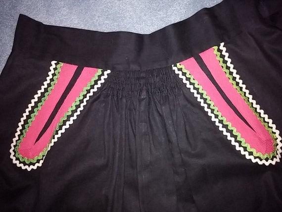 Vintage, 1950s, 1960s, Black, Cotton, Wrap Skirt,… - image 8