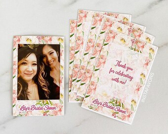 20+ Full set personalized stickers for instax mini film with thank you note. Instax frame party favors. Floral bridal shower wedding favors