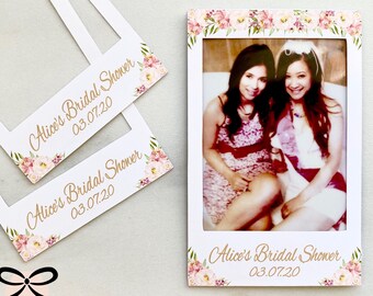 Personalized stickers for instax film wedding favors. Instax mini film party favors. Film stickers. Blush Floral favors