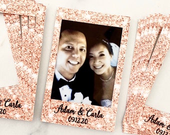 InstaStick Personalized stickers for instax film wedding favors. Instax mini film party favors. Film stickers. Glitter stickers