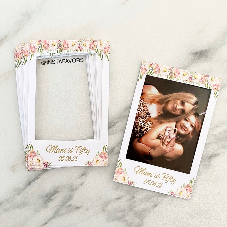 20 Instax Stickers. Personalized stickers for Instax film wedding favors. Instax mini film party favors. Film stickers. Blush Floral favors image 10