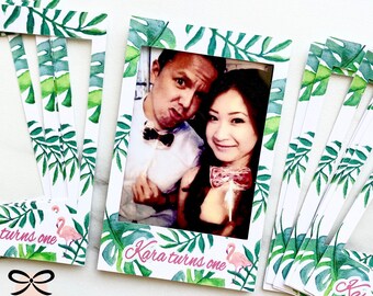 Personalized stickers for instax film wedding favors. Instax mini film party favors. Film stickers. Tropical favors