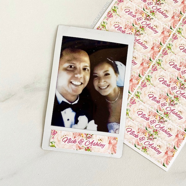 Sticker labels for instax mini films. Personalized labels. Bridal shower party favors. Instax wedding favors. Wedding labels. Wedding favors