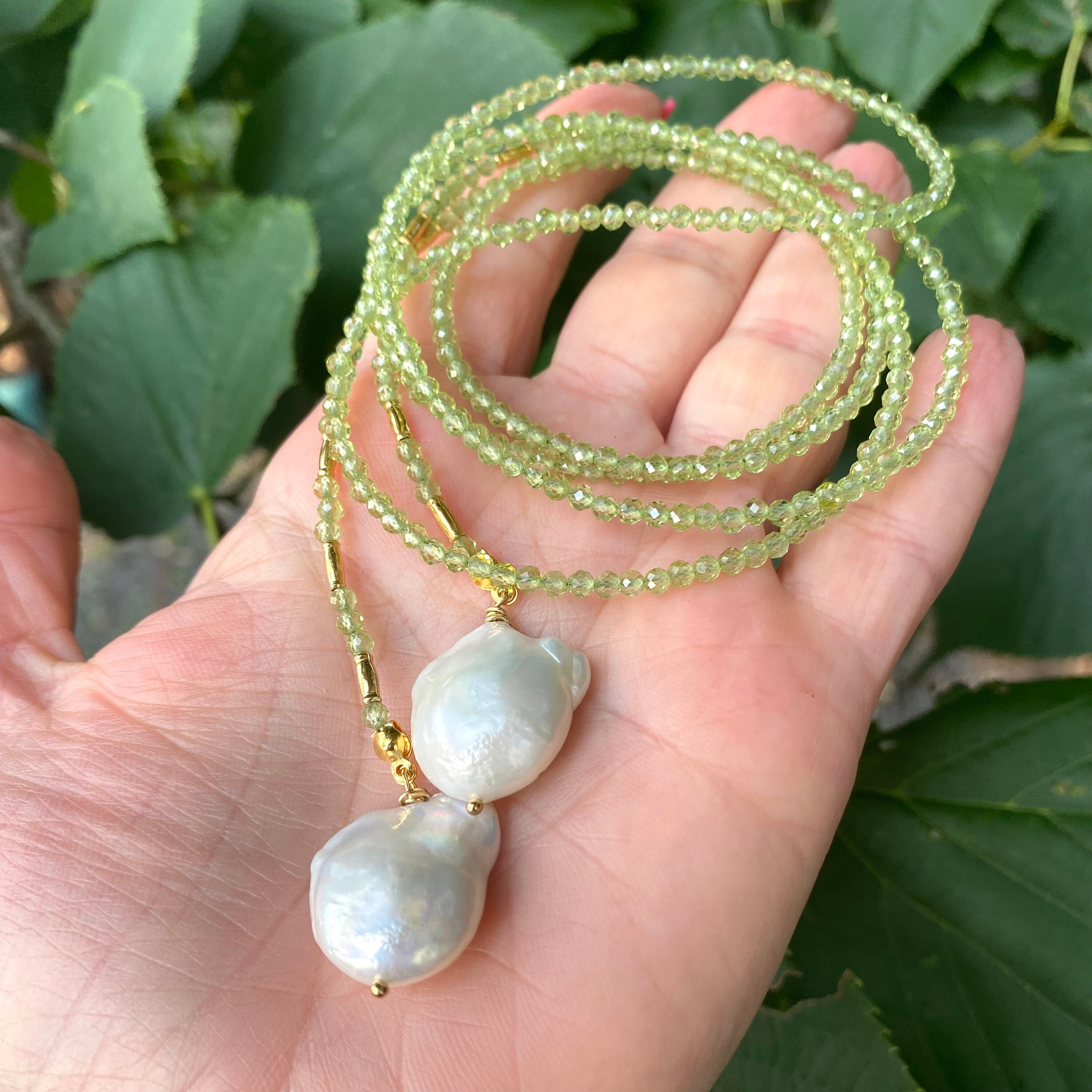Single Strand of Green Peridot and Two Large Baroque Pearls Beaded Lariat Necklace, August Birthstone Personalized Gift for Her, 42inches - Etsy Single Strand of Green Peridot and Two Large Baroque Pearls Beaded Lariat Necklace, August Birthstone Personalized Gift for Her, 42inches - Etsy