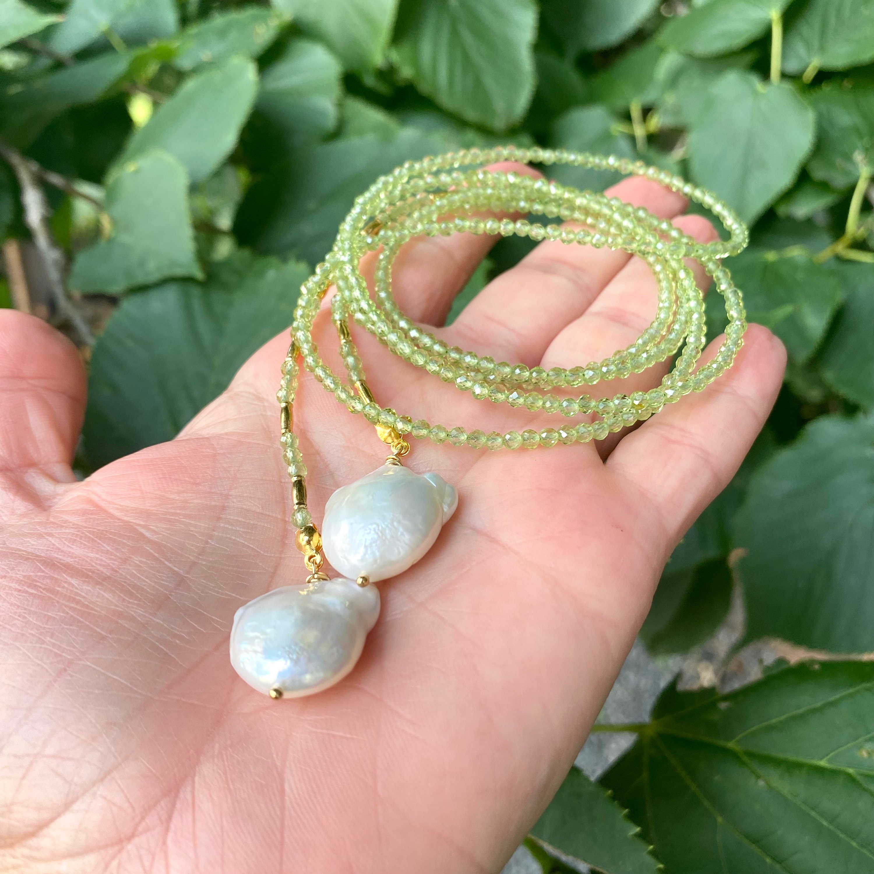 Single Strand of Green Peridot and Two Large Baroque Pearls Beaded Lariat Necklace, August Birthstone Personalized Gift for Her, 42inches - Etsy Single Strand of Green Peridot and Two Large Baroque Pearls Beaded Lariat Necklace, August Birthstone Personalized Gift for Her, 42inches - Etsy