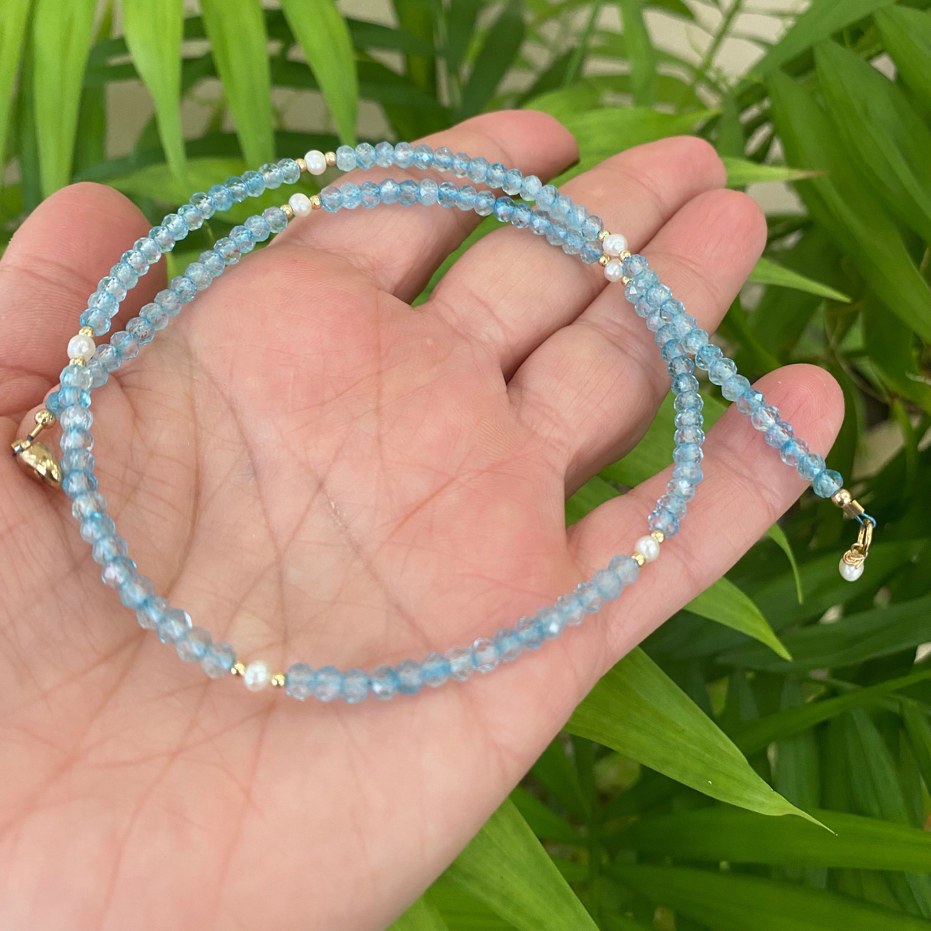 Collier Ras Du Cou En Argent 925 Plaqué Or - Pierre Cœur Topaze Bleue - Neuf Sans écrin