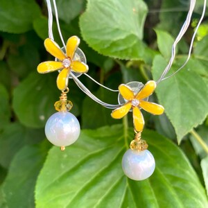 Elegante Perlen-Blumen-Ohrringe Aus Acryl – Boho Stil Für Hochzeit, Ball Oder Als Geschenk