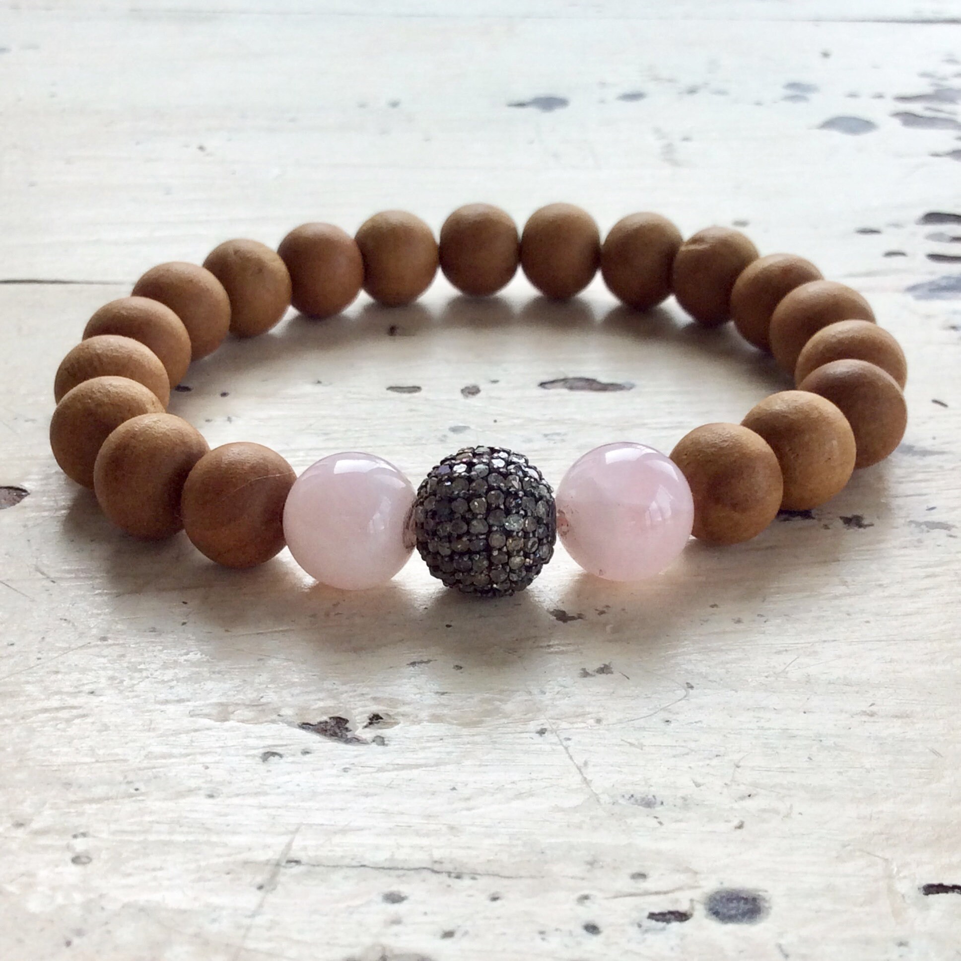 Boho Pink Stretch Bracelet Diamond Stretch Bracelet Pink Etsy