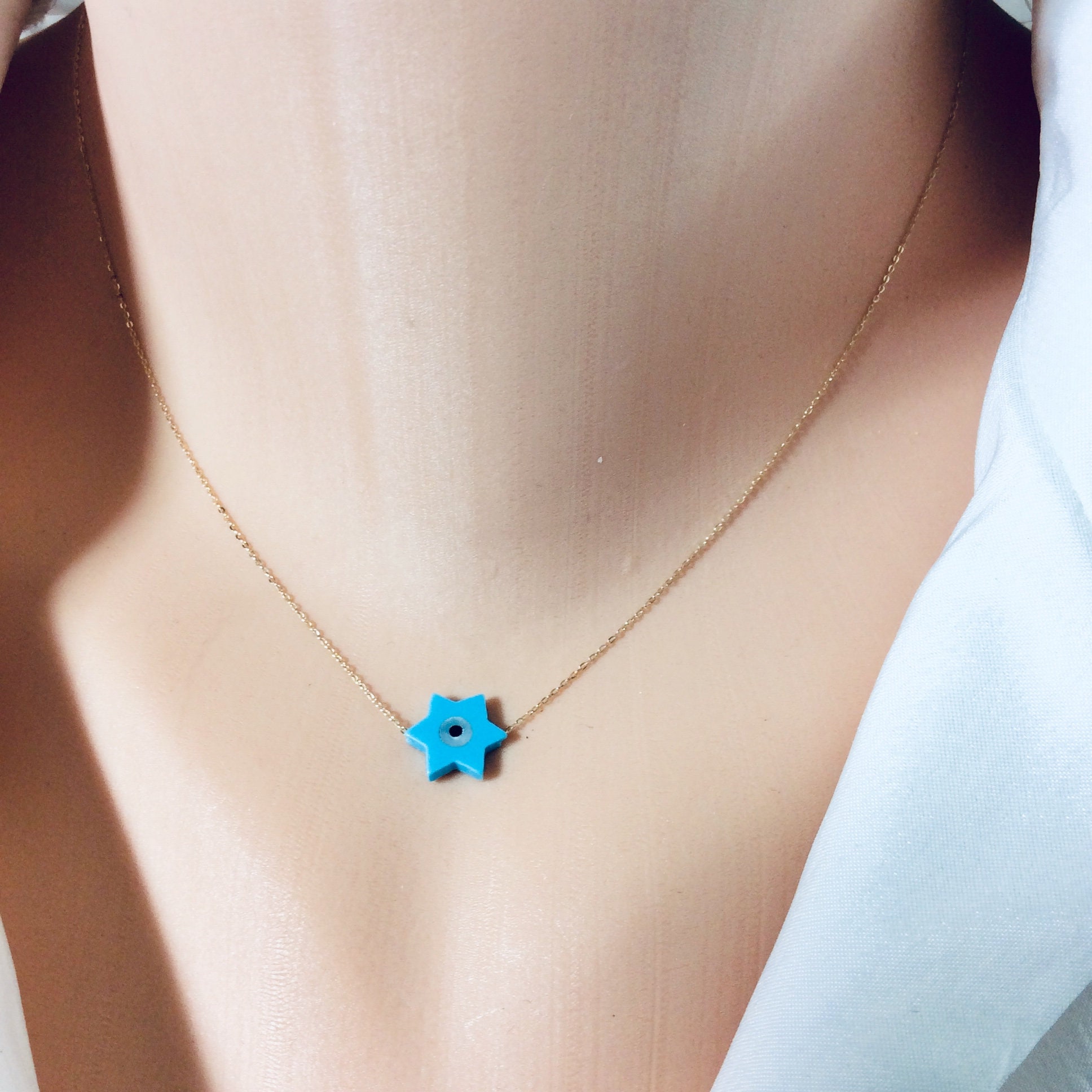 Turquoise star of david cheap necklace