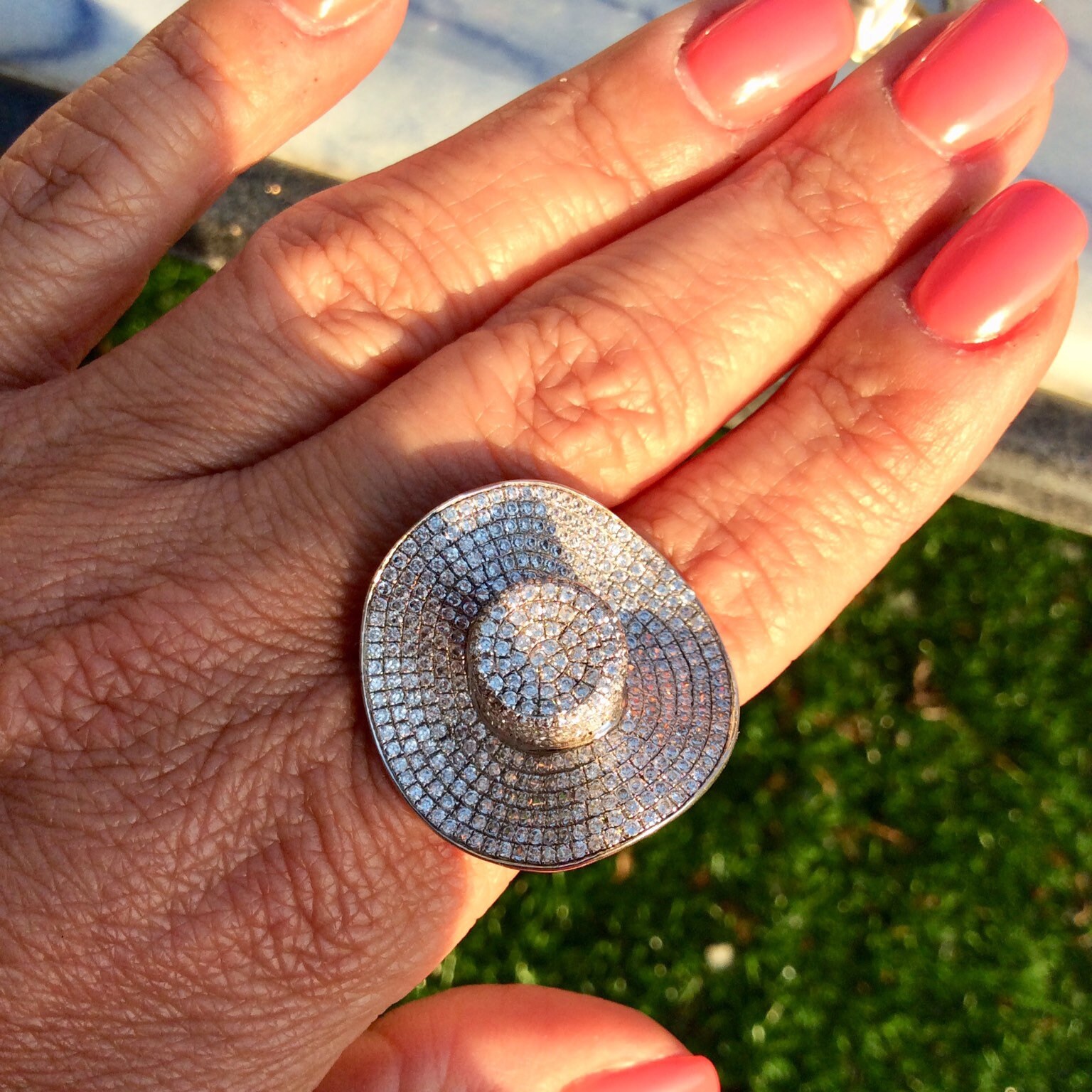 Cowboy Hat Ring Cocktail Ring Pave Zircon Ring Sterling Etsy