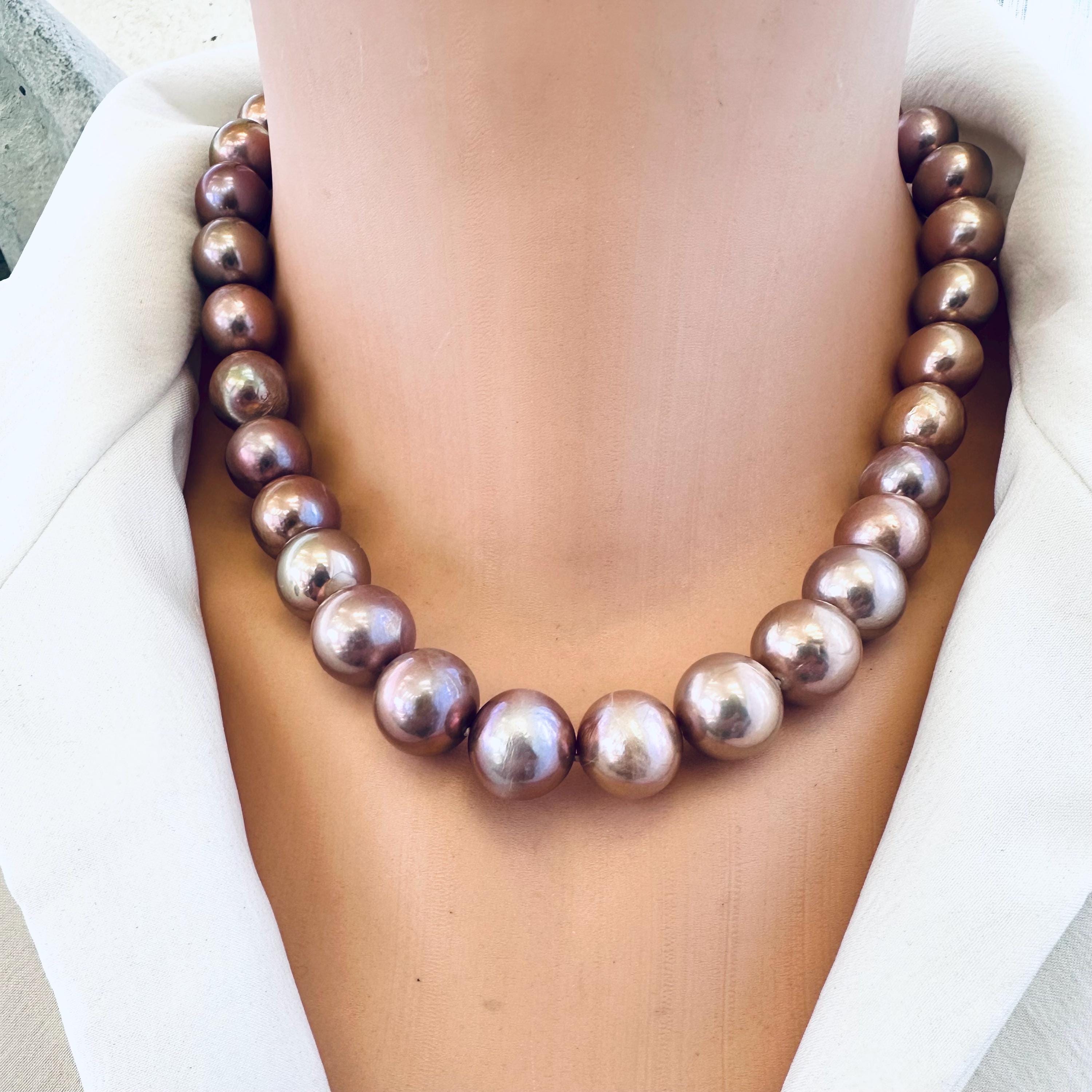 Hand-knotted Metallic Edison Pearl Necklace: Gold Vermeil Clasp