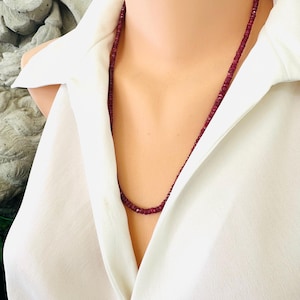 Longido Ruby Beaded Necklace: Graduated Red Ruby, Gold Filled, 22.5"