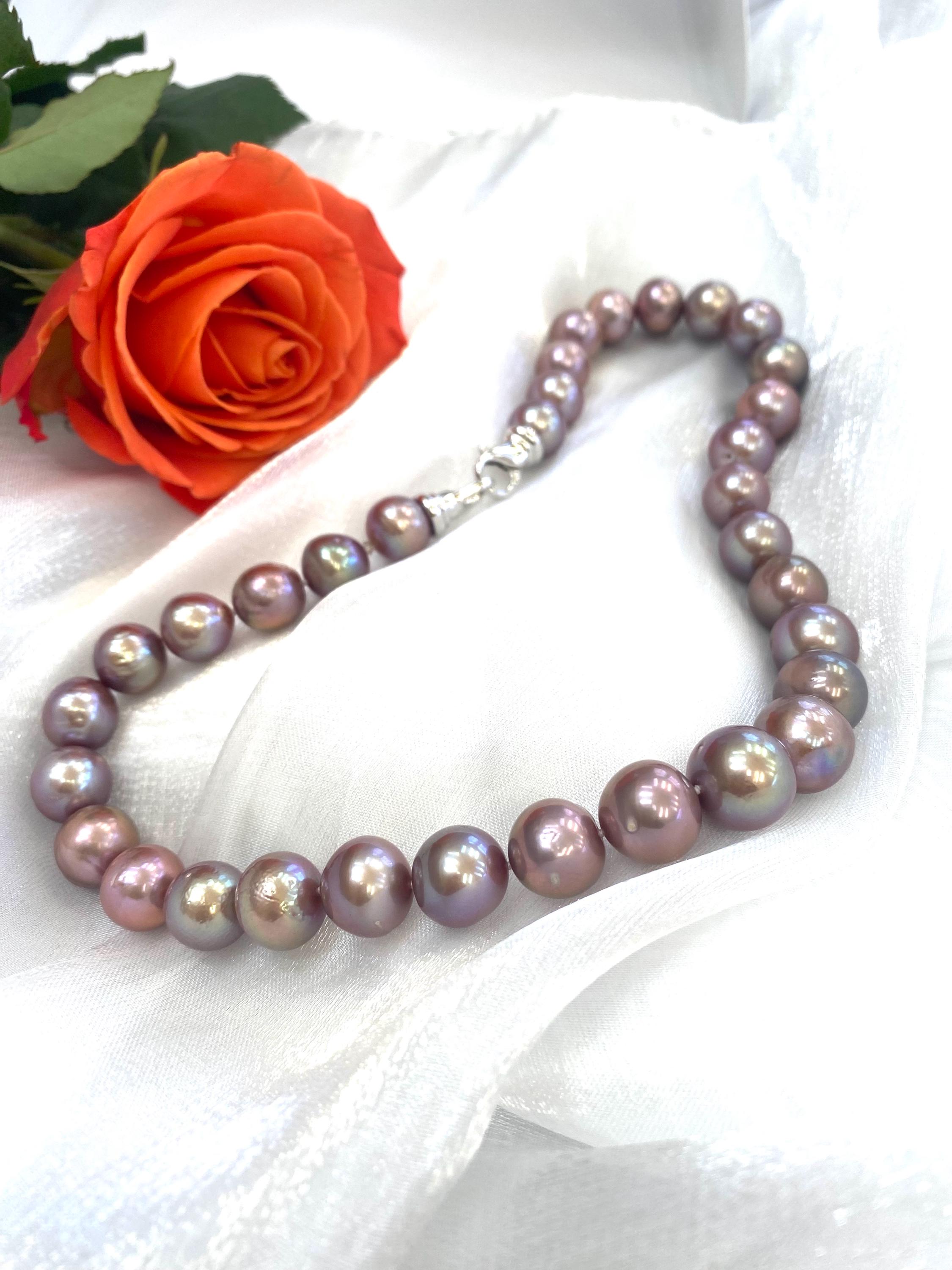Hand-knotted Metallic Edison Pearl Necklace: Gold Vermeil Clasp