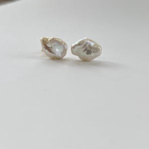 Creamy White Keshi Pearl Stud Earrings, Dainty Keshi Pearl Ear Studs, Gold Vermeil Plated Silver, Delicate Pearl Earrings, Best Gift For her