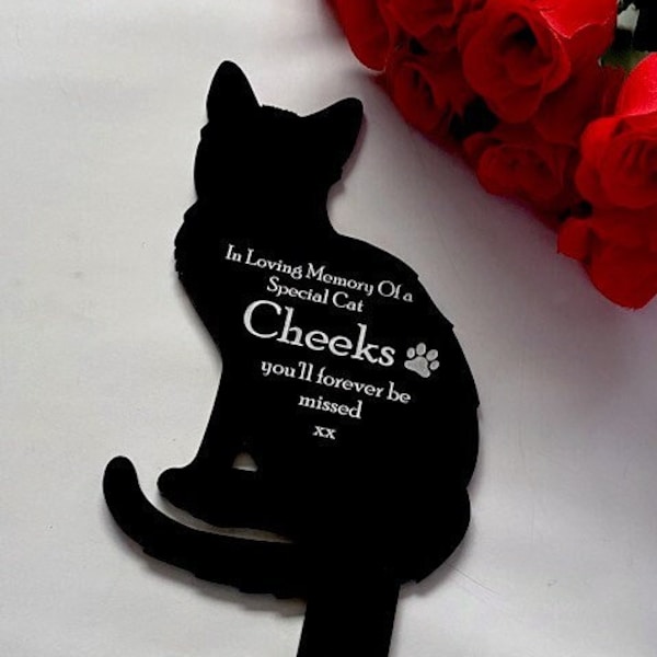 Personalised Engraved Cat Memorial Plaque Stake Pet Memorial Grave Marker Pet Plaque Outdoor Garden Pet Loss Gift Pet Keepsake Cat Plaque