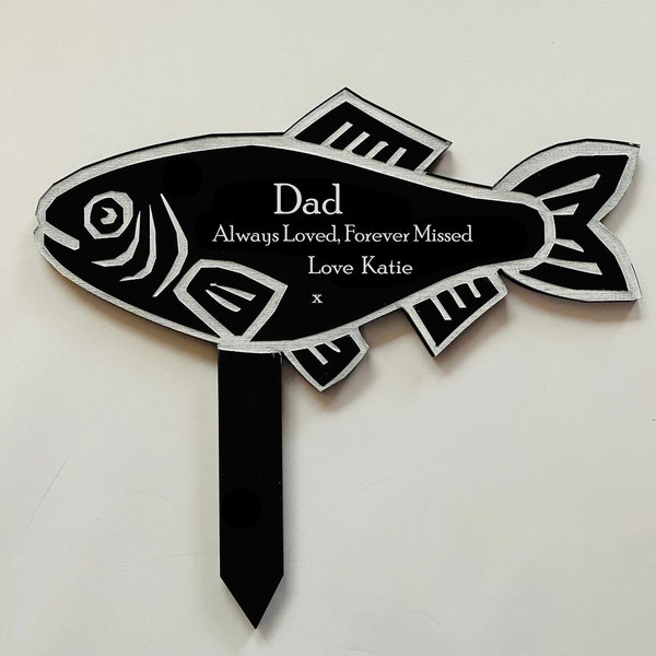 Fish Memorial Plaque Grave Decoration Personalised Memorial Marker In Memory Of Sympathy Gift  Garden Memorial Grave Ornament plaque stake