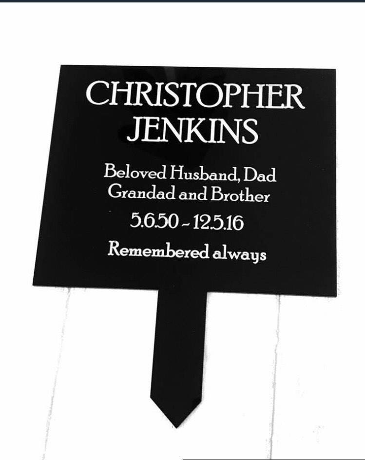 Square Black personalised Memorial Plaque grave marker in loving memo…