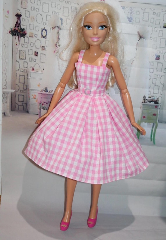 strapless open back dress Mommy and Me Barbiecore Gingham Costume Dress with Necklace main image 1