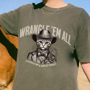Cat Cowboy Comfort Colors Shirt: Funny Western Tee for Cat Lovers