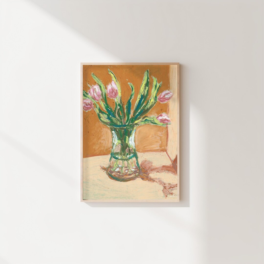 Pink Tulips Still Life Poster | Floral Wall Art - Etsy