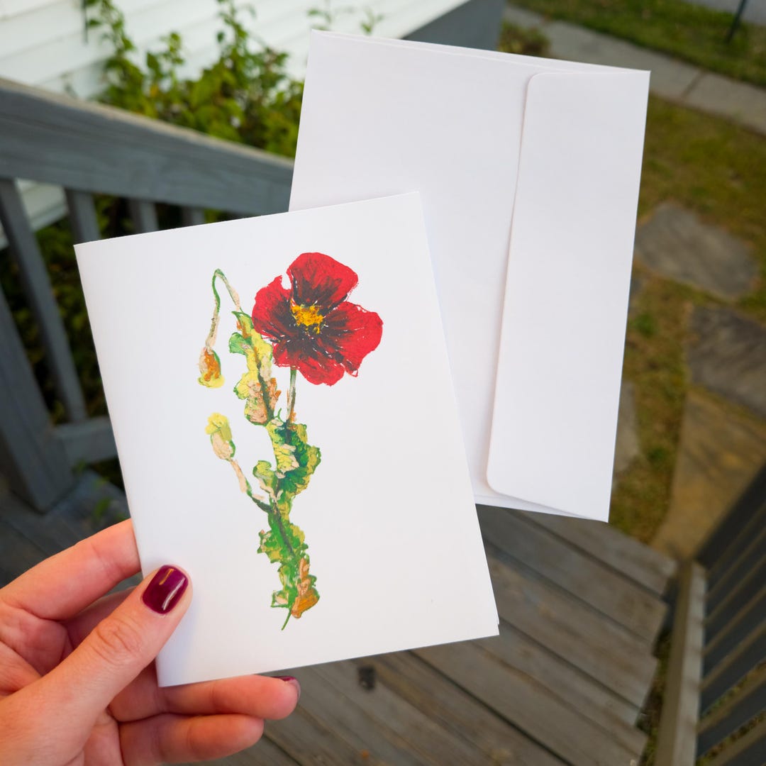Mother's Day Greeting Card Flower - Oil Pastel Art Print Blank Inside ...