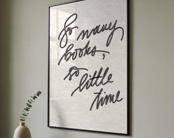 So Many Books, So Little Time Poster: Minimalist Reading Nook Art (PNG Digital Download)