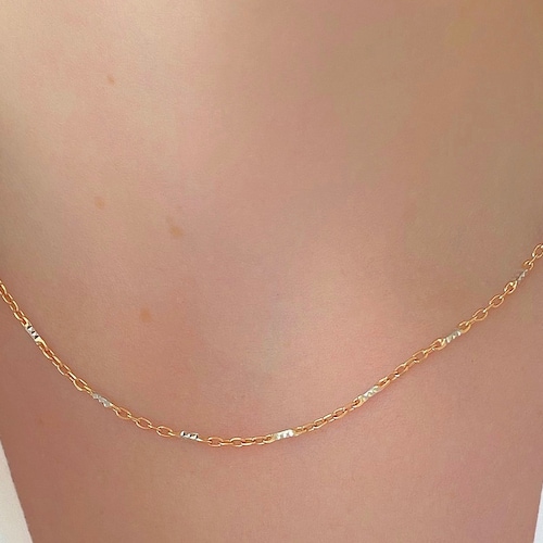 14k White Gold Solid Ball Moon Cut Bead Chain Italian Necklace Etsy