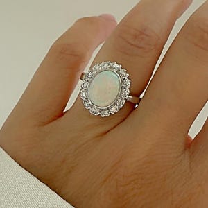 14K Gold Opal Diamond Ring, Opal And Diamond Statement Ring, Engagement Ring, Diamond Cocktail Ring, October Birthstone, Wedding Jewelry