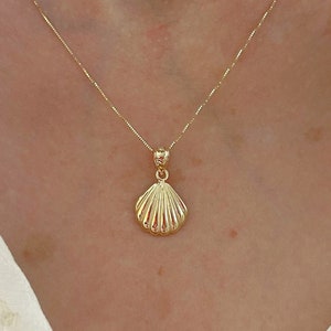 Gold Shell Pendant| 14K Solid Gold Seashell Charm Necklace| Everyday Necklace| 14k Gold Ocean Jewelry| Ocean Lovers Gift Pendant| Sea Life