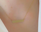 Gold Nameplate Necklace, Gold Bar Necklace In 14k Yellow, White Or Rose Gold,Delicate Layering Necklace, Name Plate Can Be Engraved